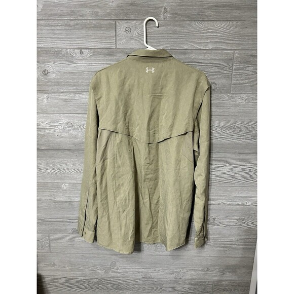 Under Armour 1235474 Ventilated Woven Shirt Beige Sz‎ Large L Brown Tan Outdoor - Picture 2 of 6